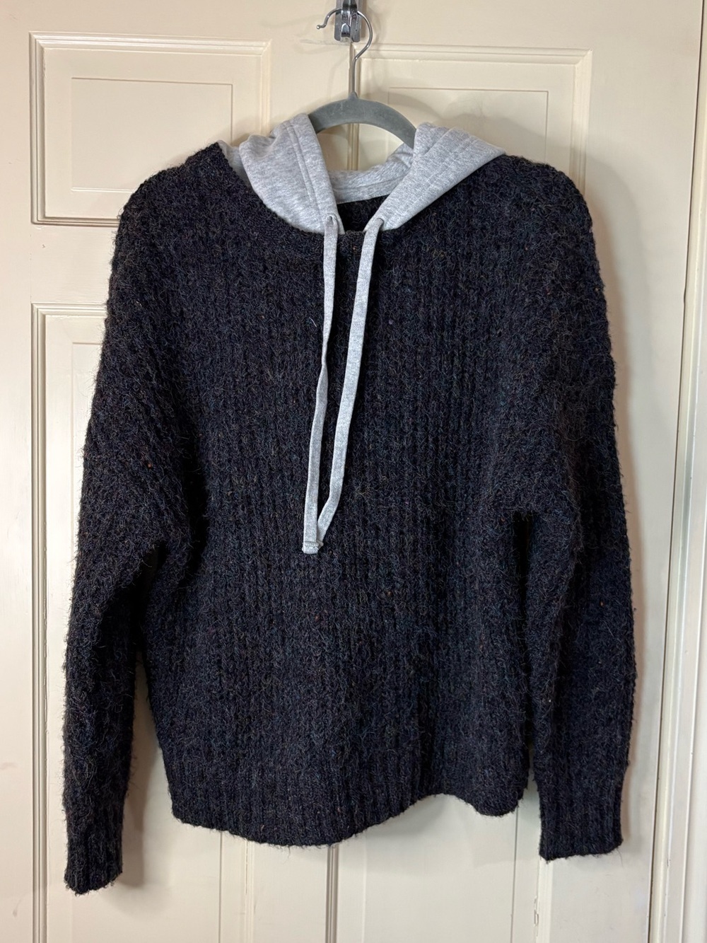 Aerie Offline Ribbed knit Hoodie Pullover Sweater size Small Speckled Gray